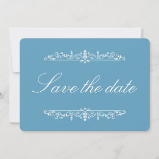 Reserve A Data Estilo Regência Azul Save the Date Elegante