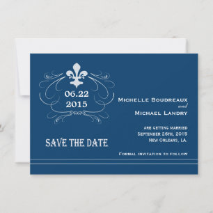 Reserve A Data Estilo Retro Elegante Fleur de Lis Save the Date