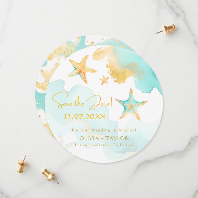Reserve A Data Estrela do Mar Aquática de Estrelas do Mar Casamen (Frente/Verso In Situ)