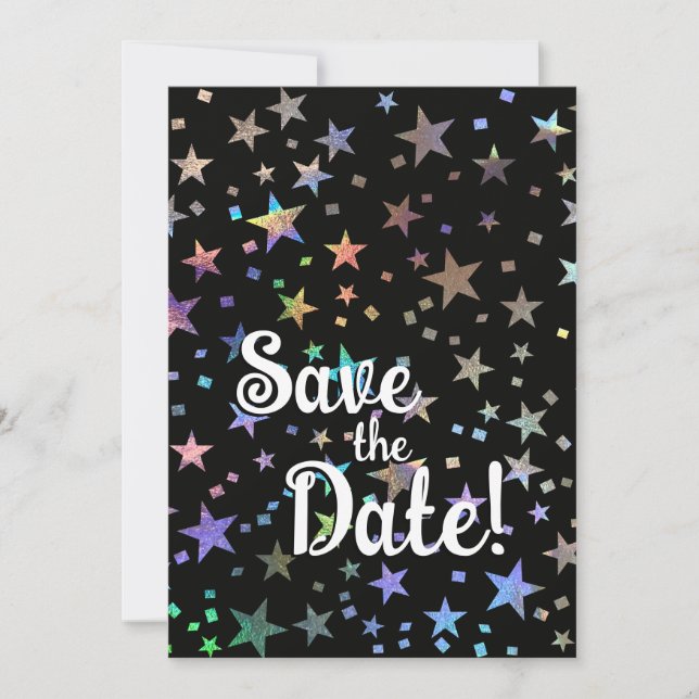 Reserve A Data Estrelas Arco-íris Holográficas Casamento Orgulho  (Frente)