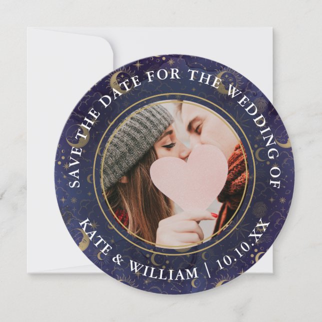 Reserve A Data Estrelas Douradas Espirituais Celestiais Lua Estre (Frente)