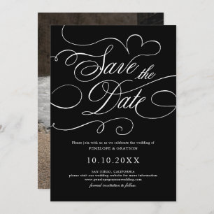 Reserve A Data Eterno de caligrafia moderna Casamento branco Negr