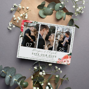 Reserve A Data Eterno Floral Blush Red Greenery Casamento Clássic