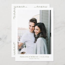 Reserve A Data Eterno Floral Simples Delicado Foto Verde