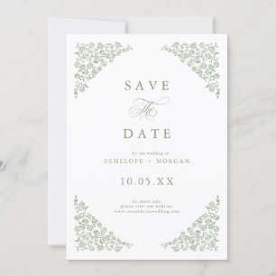 Reserve A Data Eterno Floral Simples Sage Casamento Verde