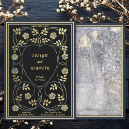 Reserve A Data Ethereal Navy & Gold Vintage Art Nouveau Wedding