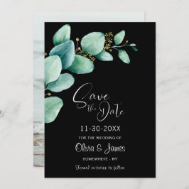 Reserve A Data Eucalyptus Deixa Casamento Preto Personalizado
