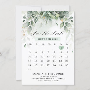 Reserve A Data Eucalyptus Greenery Goma Botânica Calendário