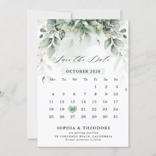 Reserve A Data Eucalyptus Greenery Goma Botânica Calendário