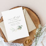 Reserve A Data Eucalyptus sage green gold wedding save the date<br><div class="desc">Etherial watercolor foliage and metallic gold effect wedding save the date invite. With beautiful watercolor details. This modern wedding invite is sure to set the style for your big day.</div>
