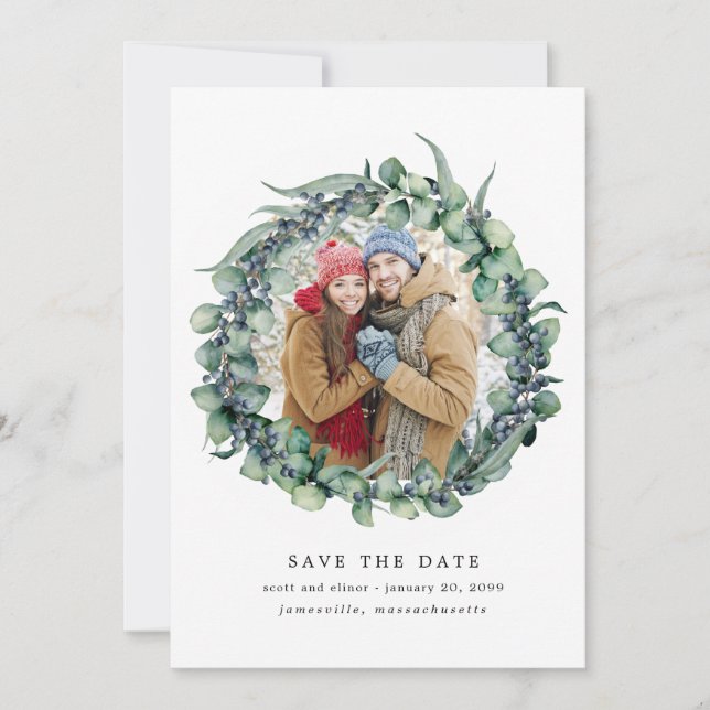 Reserve A Data Eucalyptus Wreath Weding Date (Salvar data) (Frente)