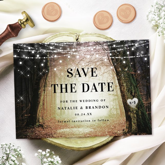 Reserve A Data Evermore | Floresta de Fada Encantada | Amber Wedd (Announce your special day with the Evermore Save the Date - shown in the amber colorway!)