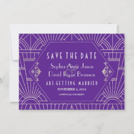 Reserve A Data Excelente De Prata Roxo Gatsby Art Deco Salvar A D