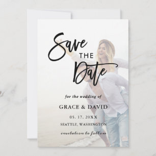 Reserve A Data Faded Photo Wedding Save the Date Flat Card