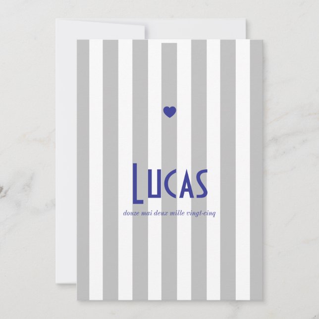 Reserve A Data Faire part de naissance Riviera Gris Bleu (Frente)