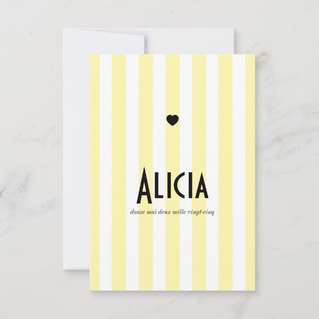 Reserve A Data Faire part de naissance Riviera Jaune et Noir (Frente)