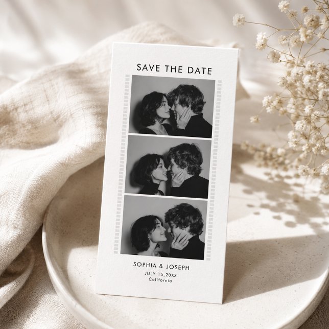 Reserve A Data Faixa de Fotos Preto e Branco para Casamento Save  (Criador carregado)