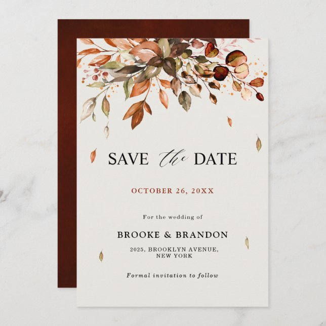 Reserve A Data Fall Autumn Deixa Casamento Russo de Boho (Frente/Verso)