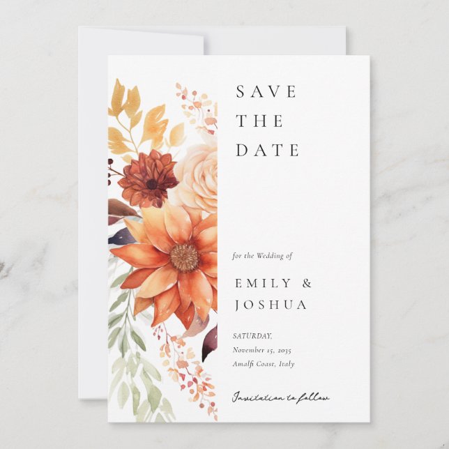 Reserve A Data Fall Autumn Floral Boho Weding (Frente)