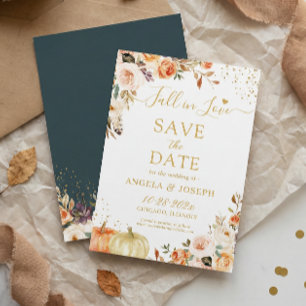 Reserve A Data Fall in Love Autumn Dourado Floral Pumpkins Casame