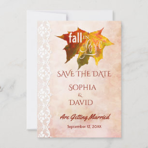 Reserve A Data Fall in Love Lace Old Paper Casamento SALVAR A DAT
