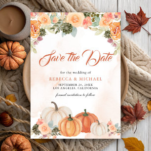 Reserve A Data Fall in Love Rustic Pumpkin Floral Weding