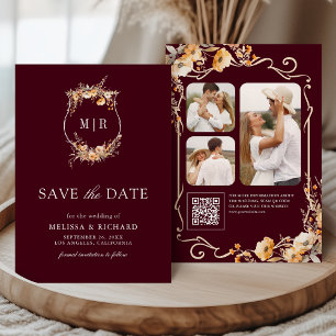 Reserve A Data Fall Wildflower Crest Código QR Casamento de Borgo