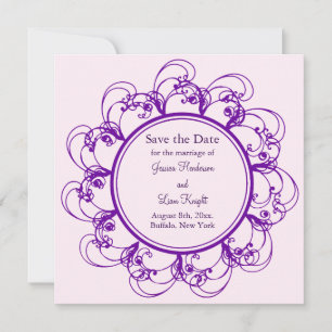 Reserve A Data Fancy Floral Save the Date (roxo)
