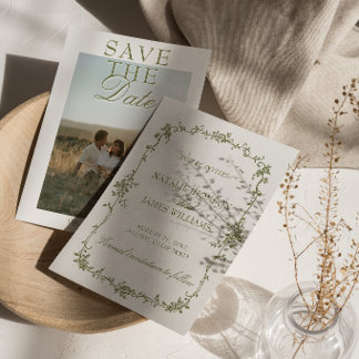 Reserve A Data Fancy Olive Verde Branco Floral Antiga Foto Casame