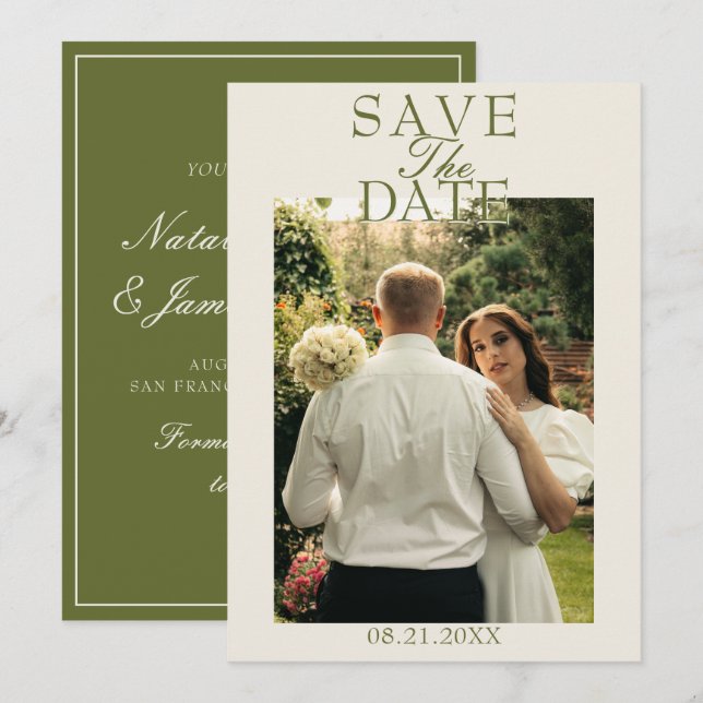 Reserve A Data Fancy Olive Verde Casamento Antigo Dinheiro Foto (Frente/Verso)