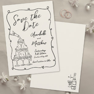 Reserve A Data Fantasia Desenho à Mão Casamento Vintage Salve a D