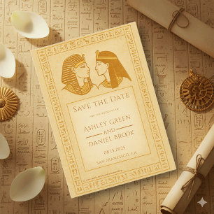 Reserve A Data Faraó e Rainha Hieróglifos Antigos Casamento Egípc