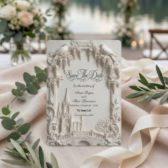 Reserve A Data Faux 3D Embossed Relief Cream Baroque Cathedral (Criador carregado)