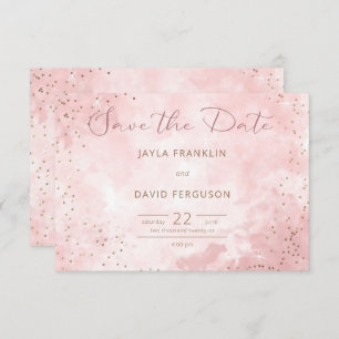 Reserve A Data Faux Dourado Brilho e Casamento Moderno Rosa