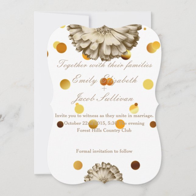 Reserve A Data Faux Dourado Foil Daisy Inspirou Casamento (Frente)