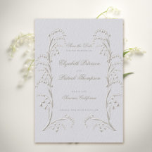 Faux Embossed Lily Valley Ivory Formal Weding