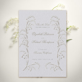 Reserve A Data Faux Embossed Lily Valley Ivory Formal Weding