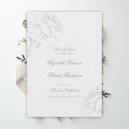Reserve A Data Faux Embossed Roses Pearl Formal Classic Wedding