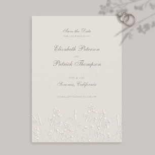 Reserve A Data Faux Embossed Wildflower Ecru Casamento Formal