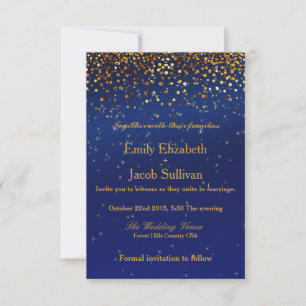 Reserve A Data Faux Gold Foil Confetti Casamento Elegante Salvar 
