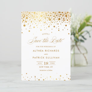 Reserve A Data Faux Gold Foil Confetti Pontos Salve a Data Plano