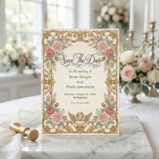 Reserve A Data Faux Gold Ornate Baroque Floral Frame (Criador carregado)