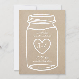 Reserve A Data Faux Kraft Paper Rustic Mason jar salvar a data