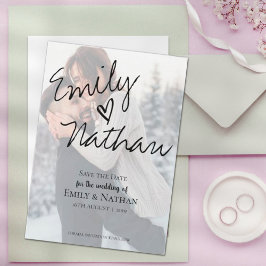 Reserve A Data Faux Vellum Effect Photo Wedding Save the Date