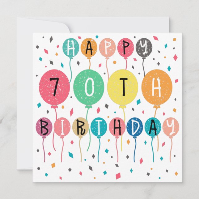 Reserve A Data Feliz aniversário de 70 com balões (Frente)