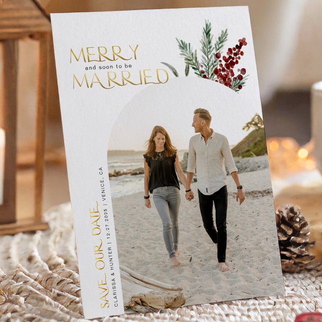 Reserve A Data Feliz Natal e Em Breve Casados Economize A Data (Criador carregado)