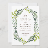 Fern Eucalyptus Greenery Wedding Escrito À Mão