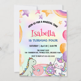 Reserve A Data Festa Bela Rosquinha Dino Unicorn Birthday Rainbow