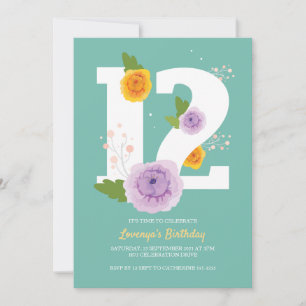 Reserve A Data Festa de Aniversário de 12 anos Floral Aquarela Pr