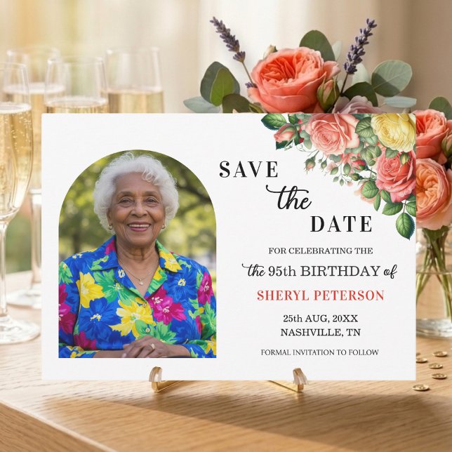Reserve A Data Festa de Aniversário de 95 anos com Flores e Foto  (Criador carregado)